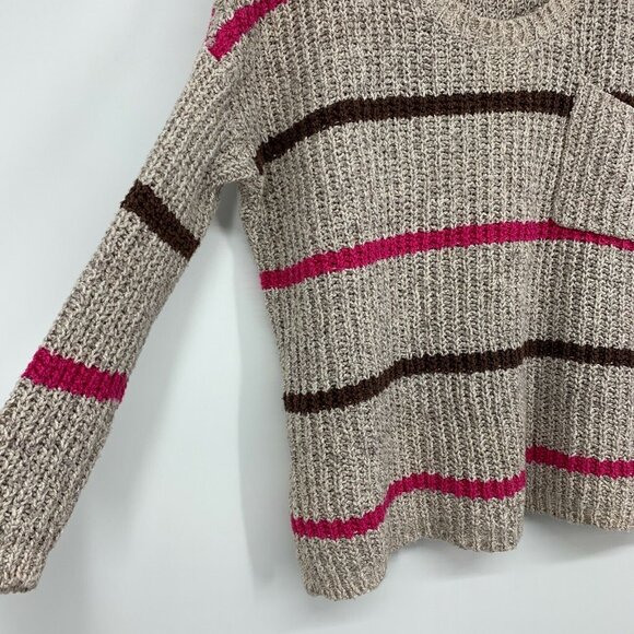 Free People Sweater Greenwich Village Stripe Pullover Oversized Pocket - Picture 6 of 11